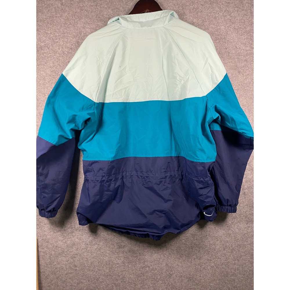 Nike Vintage Girls Large 12-14 Windbreaker Jacket Colorblock Teal Aqua Blue Zip - Picture 2 of 10